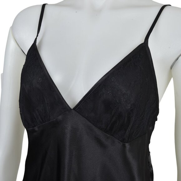 La Senza Slip Dress Nightgown Side Slits Lingerie Black Teddy Size Large - Picture 3 of 12